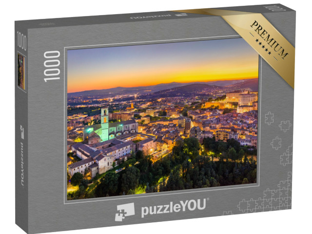 Puzzle 1000 pezzi „Vista aerea della Basilica di San Domenico a Perugia, Italia, al tramonto“