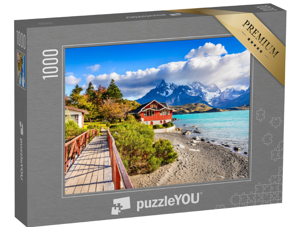 Puzzle 1000 pezzi „Patagonia, Cile - Torres del Paine e Lago Pehoe in Patagonia, Cile“