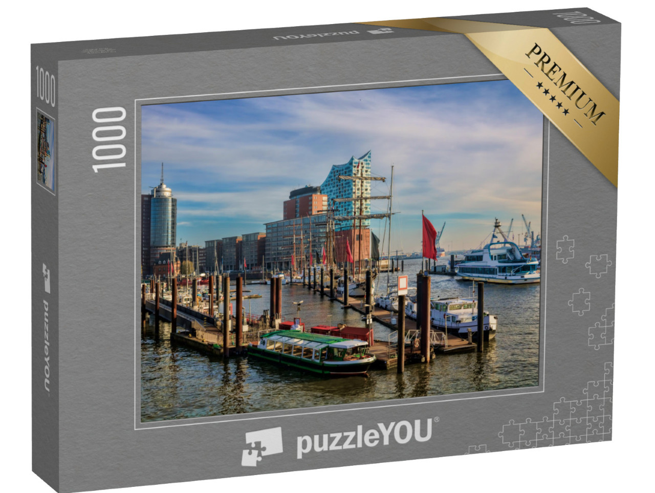 Puzzle 1000 pezzi „Navi e imbarcazioni nel porto di Amburgo, Germania“