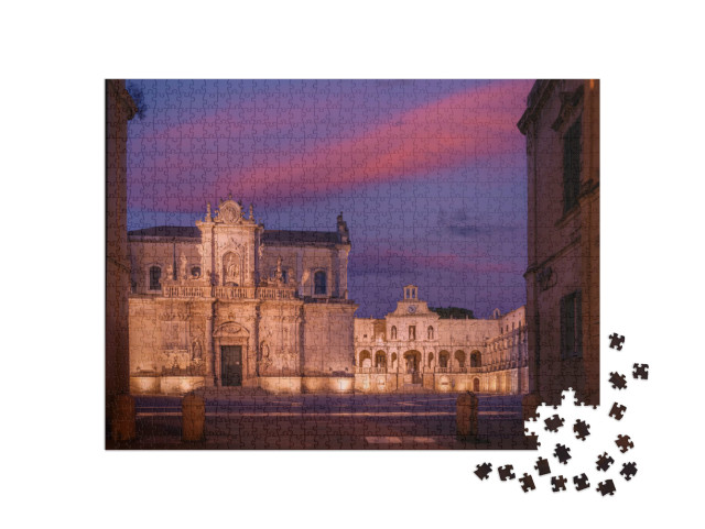 Puzzle 1000 pezzi „Veduta di Piazza Duomo con la Cattedrale di Santa Maria Assunta e il Palazzo Arcivescovile, Lecce, Italia“