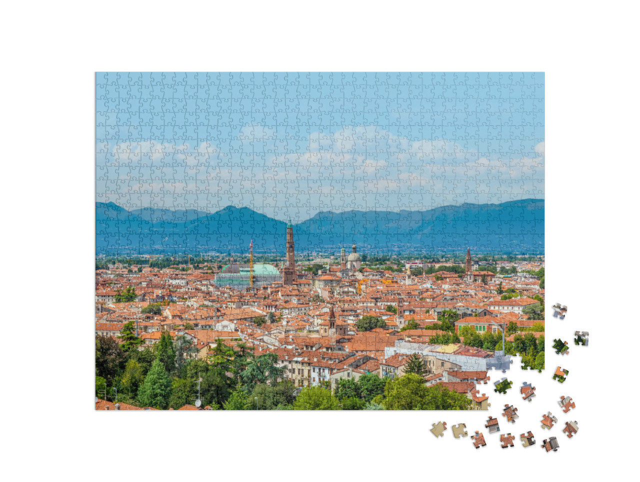 Puzzle 1000 pezzi „vista sullo skyline di Vicenza, il paese dell'architetto Andrea Palladio“