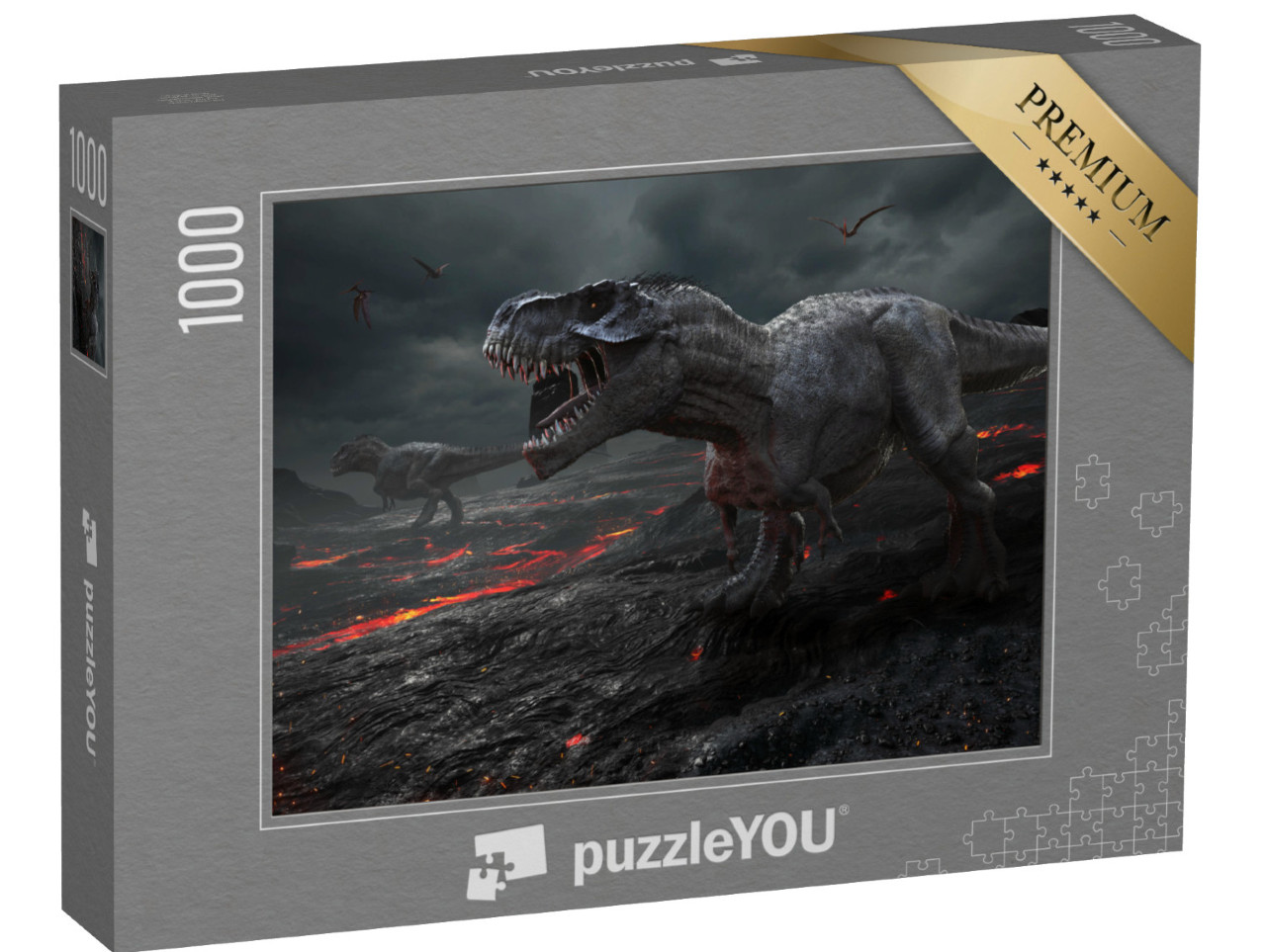 Puzzle 1000 pezzi „Dinosauro con paesaggio lavico“