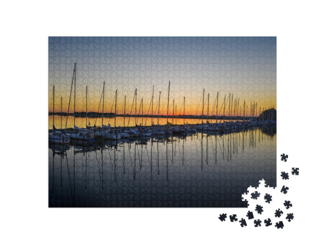 Puzzle 1000 pezzi „Sera sul porto di Fehmarn, Germania“