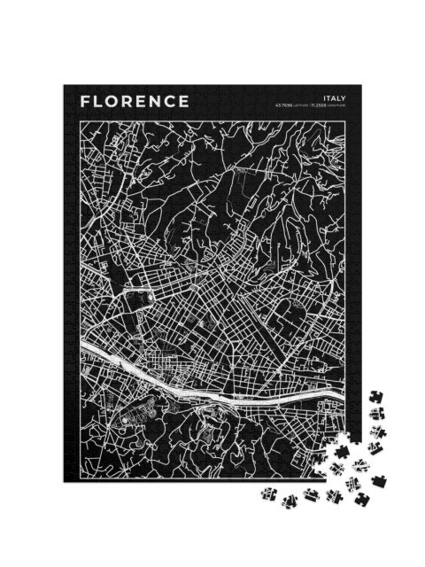Puzzle 1000 pezzi „Mappa della città di Firenze, Mappa cartografica, Pianta delle strade“