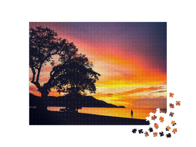 Puzzle 1000 pezzi „Tramonto a Coco Beach, Guanacaste, Costa Rica“