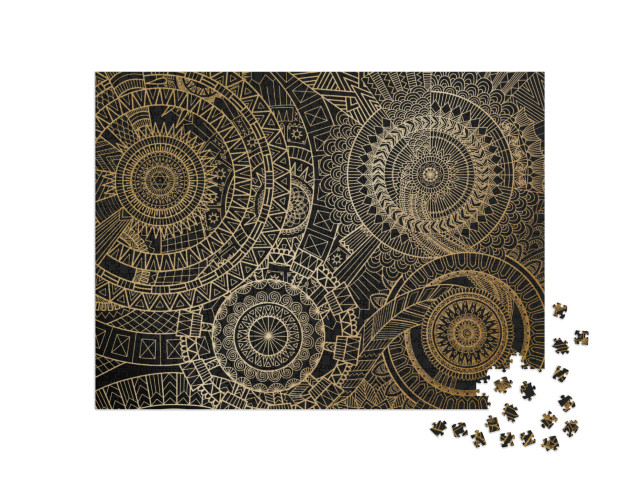 Puzzle 1000 pezzi „Movimento mandala in linee dorate“