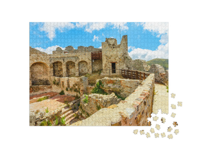 Puzzle 1000 pezzi „Le rovine del Castello del Volterraio, la più antica fortezza dell'Isola d'Elba, in Toscana“
