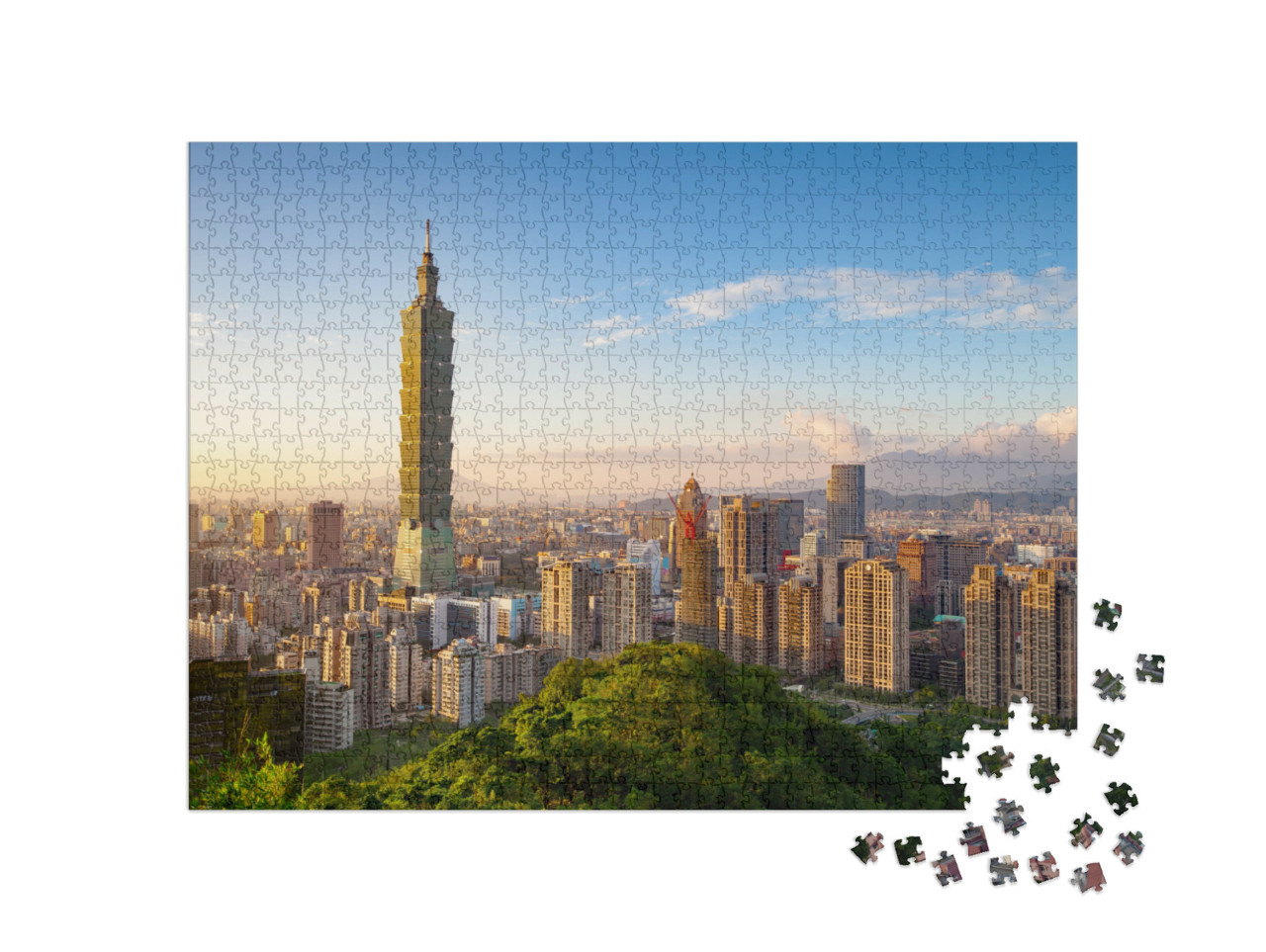 Puzzle 1000 pezzi „La città di Taipei al tramonto, Taiwan“