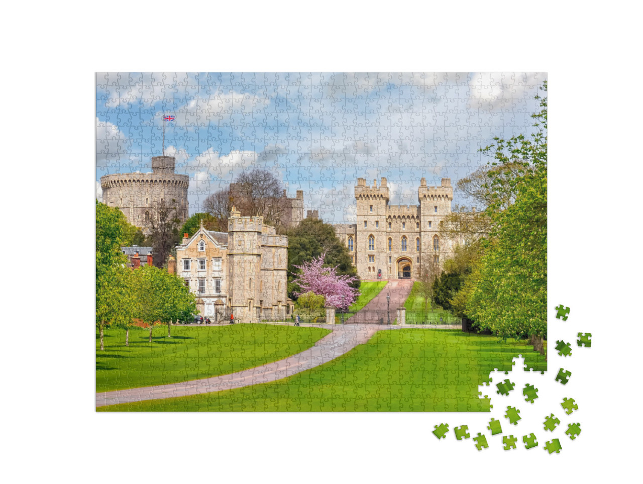 Puzzle 1000 pezzi „Castello di Windsor in primavera, Inghilterra“