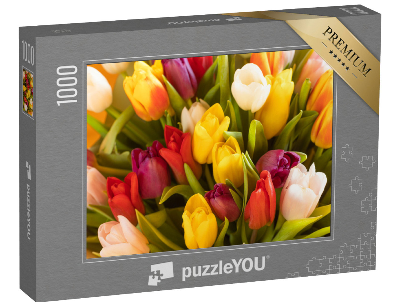 Puzzle 1000 pezzi „Un colorato bouquet di tulipani per Pasqua“