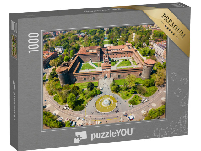 Puzzle 1000 pezzi „Castello Sforzesco o Castello Sforzesco vista panoramica aerea. Il Castello Sforzesco si trova a Milano“