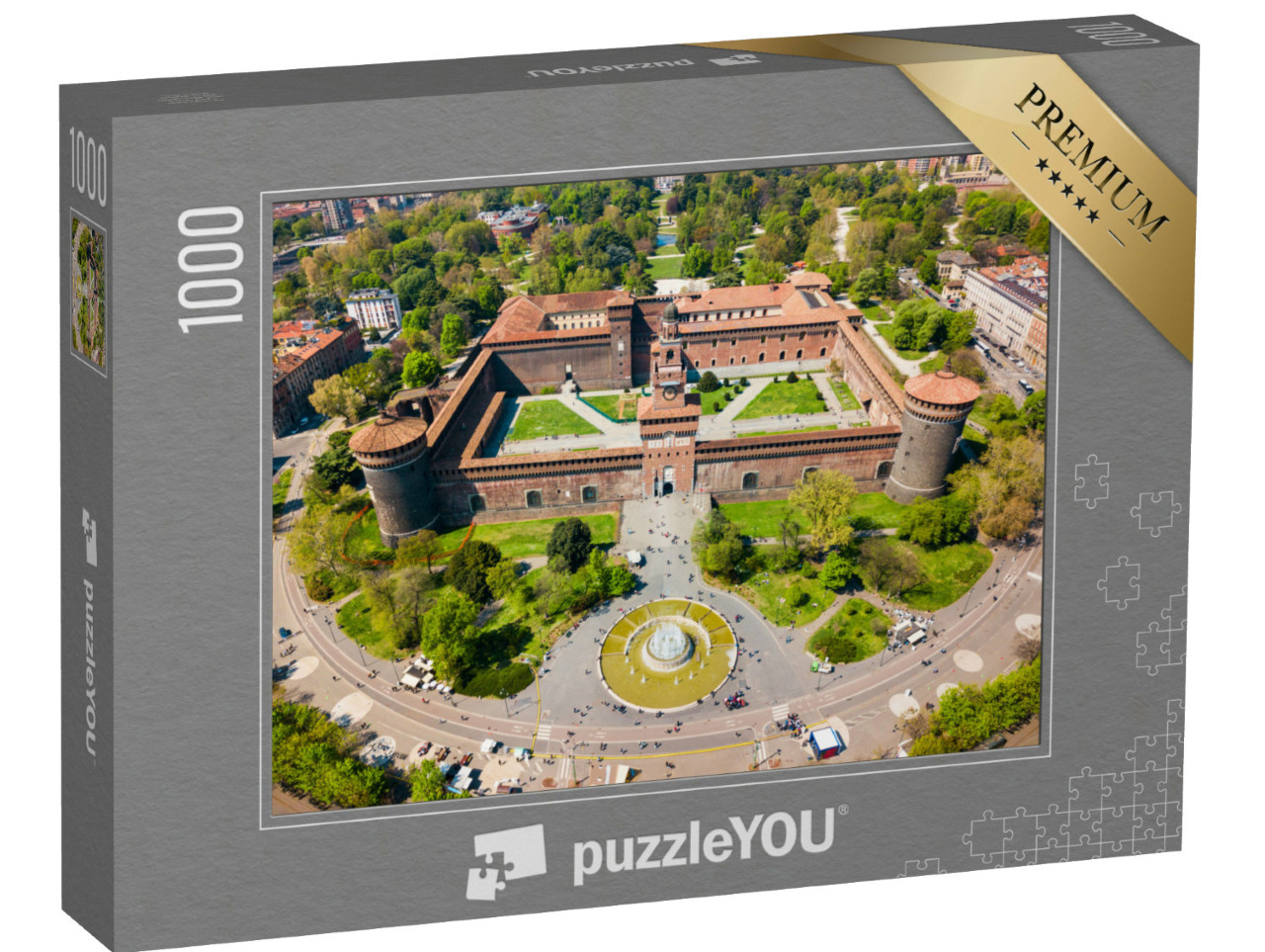 Puzzle 1000 pezzi „Castello Sforzesco o Castello Sforzesco vista panoramica aerea. Il Castello Sforzesco si trova a Milano“