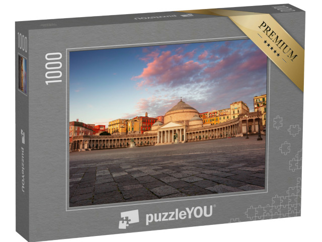 Puzzle 1000 pezzi „Paesaggio della città di Napoli con vista sulla grande piazza del Plebiscito al sorgere del sole“
