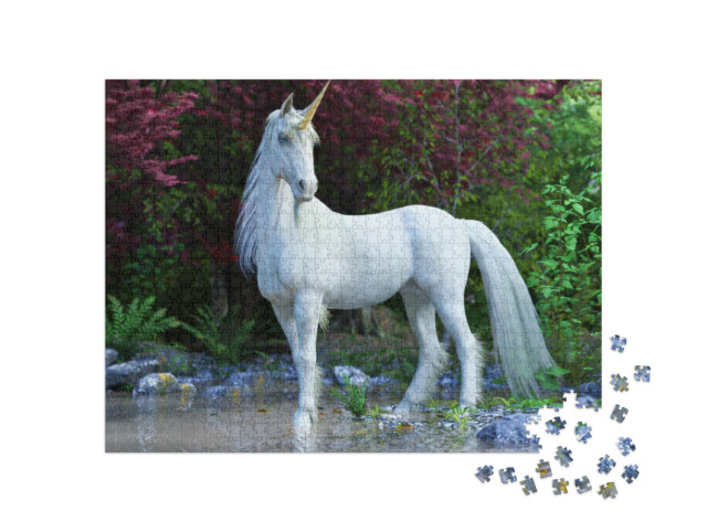 Puzzle 1000 pezzi „Mitico unicorno bianco“