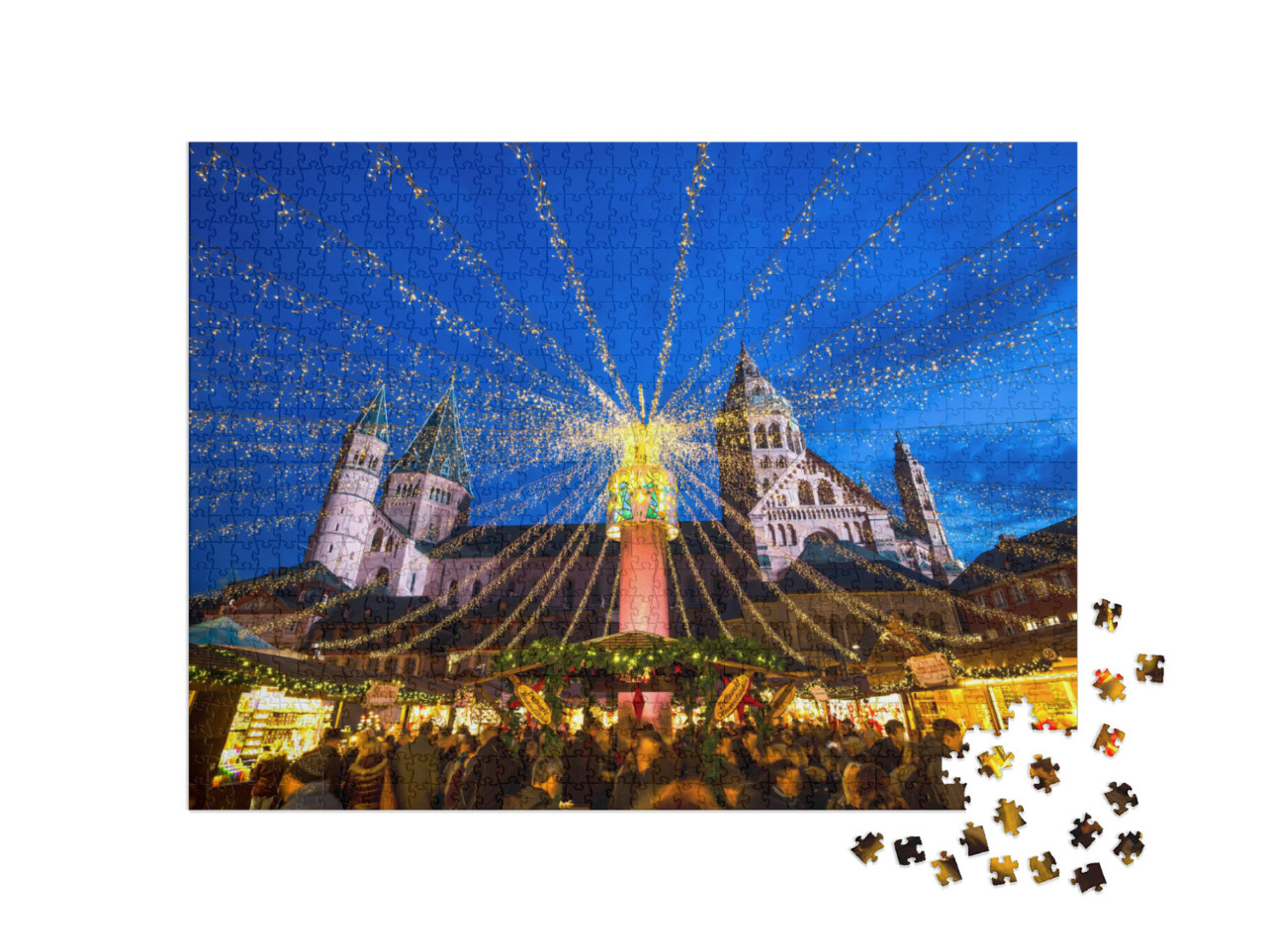 Puzzle 1000 pezzi „Il mercatino di Natale di Magonza, Germania“