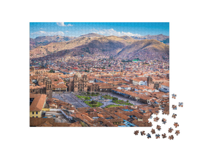 Puzzle 1000 pezzi „Vista panoramica del centro storico di Cusco, Perù“