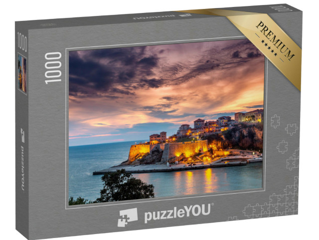 Puzzle 1000 pezzi „Città vecchia e fortezza di Ulcinj, Mare Adriatico, Montenegro“