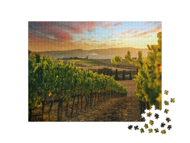 Puzzle 1000 pezzi „Tramonto sui vigneti“