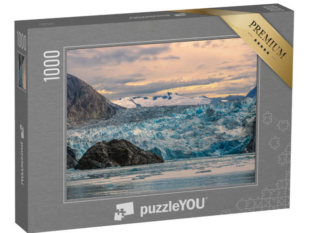 Puzzle 1000 pezzi „Tramonto sul ghiacciaio Sawyer, Alaska“