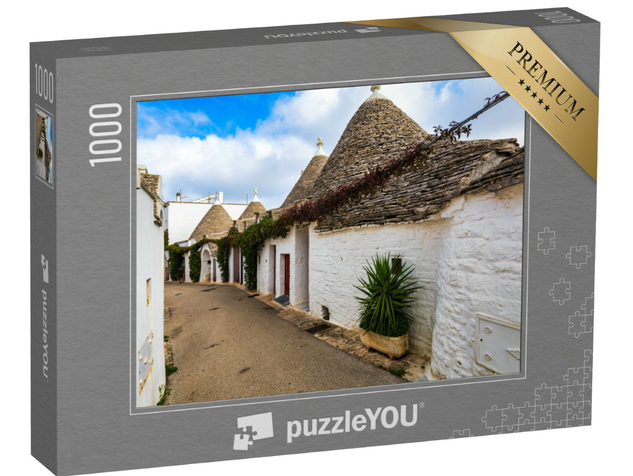 Puzzle 1000 pezzi „Le tradizionali case a trulli nella città di Alberobello, Puglia, Italia“