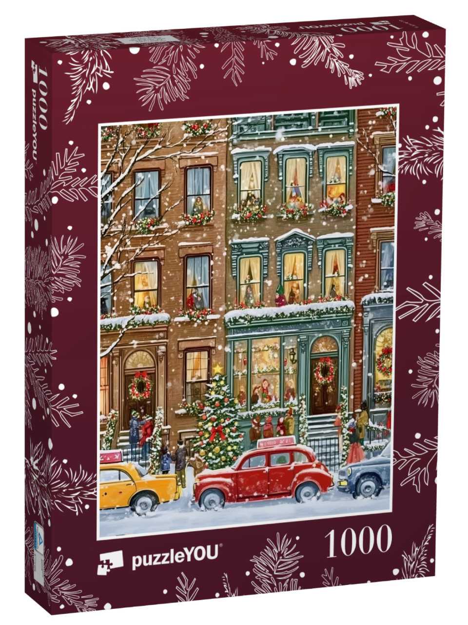 Puzzle 1000 pezzi „Casa di città a New York decorata per Natale“