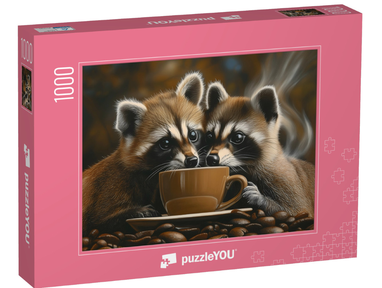 Puzzle 1000 pezzi „Amanti del caffè: i procioni“