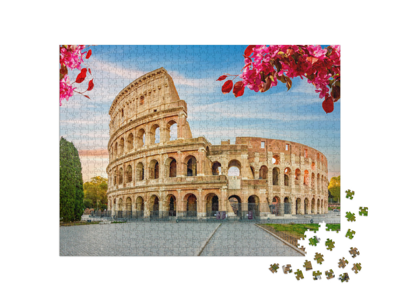 Puzzle 1000 pezzi „L'edificio del Colosseo in primavera, Roma, Italia“