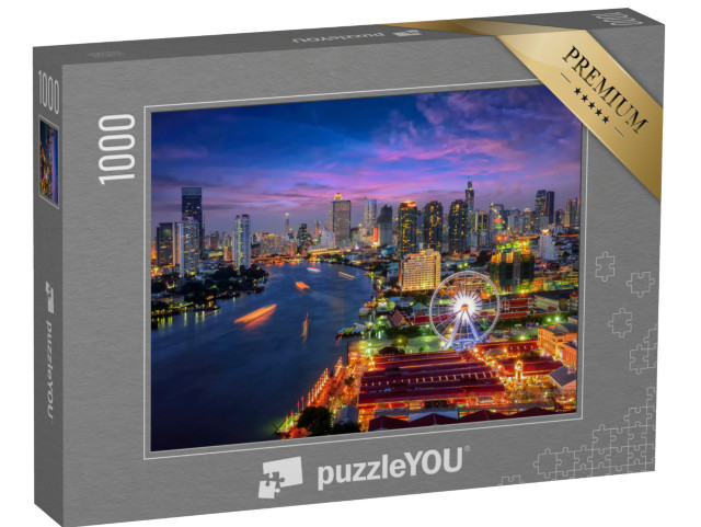 Puzzle 1000 pezzi „Paesaggio urbano di Bangkok di sera“