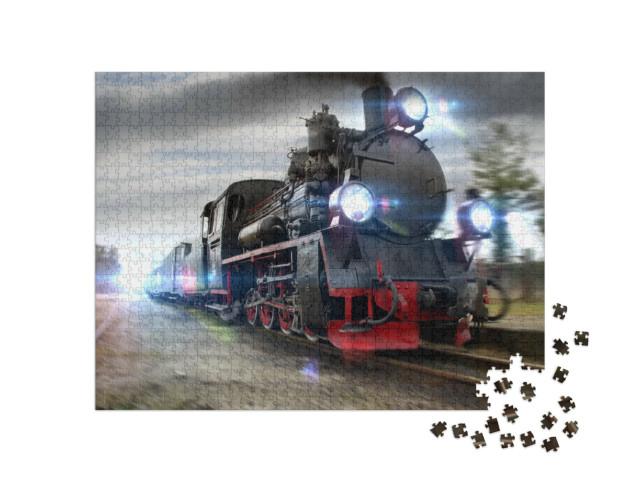 Puzzle 1000 pezzi „Locomotiva a vapore fumante“