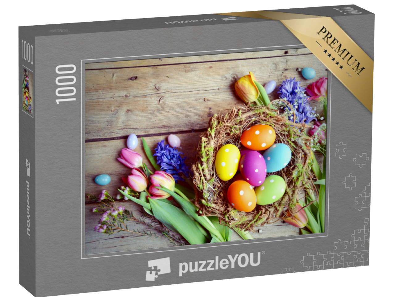 Puzzle 1000 pezzi „Nido di Pasqua e bouquet di primavera“