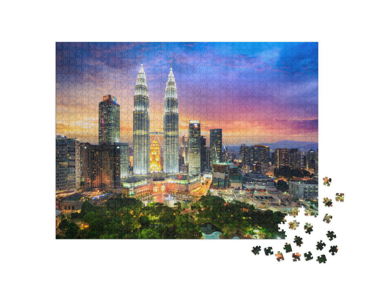 Puzzle 1000 pezzi „Crepuscolo su Kuala Lumpur“