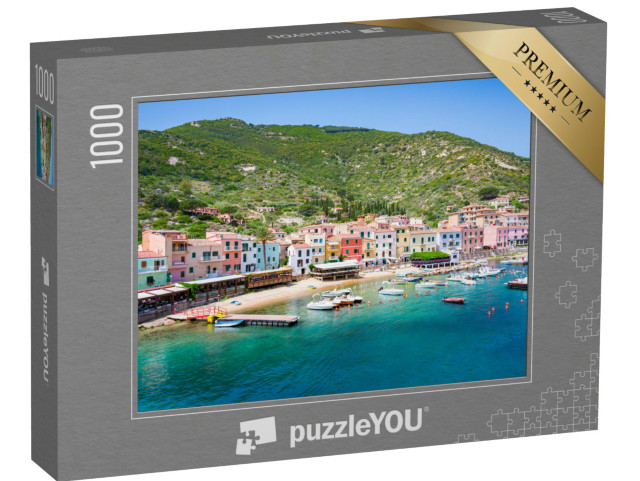 Puzzle 1000 pezzi „Giglio Porto sull'Isola del Giglio, Toscana, Italia, vicino al Monte Argentario e a Porto Santo Stefano“