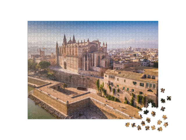 Puzzle 1000 pezzi „Vista aerea della storica cattedrale di Palma di Maiorca“