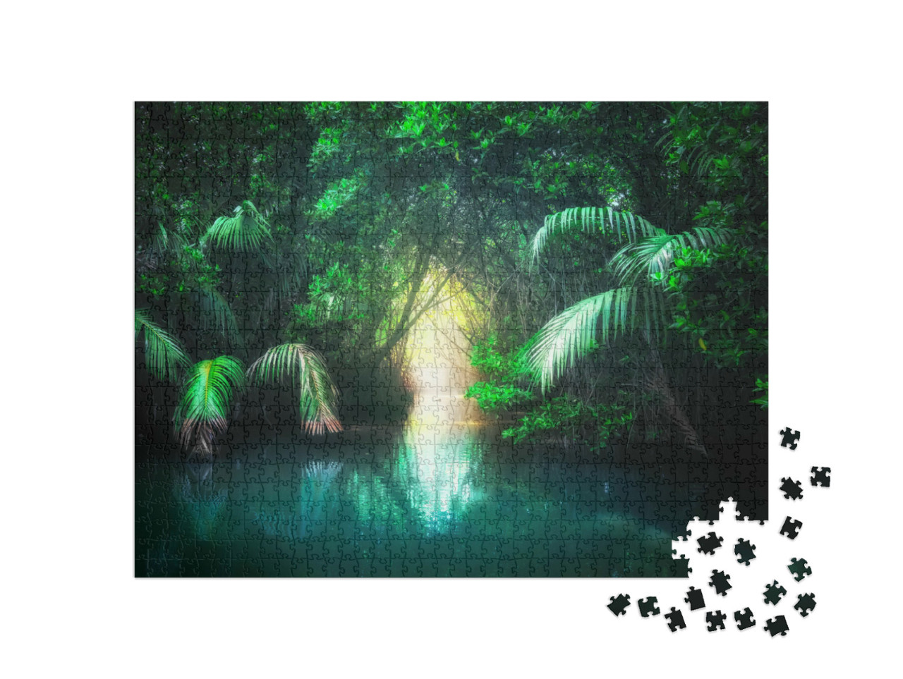 Puzzle 1000 pezzi „Fantastico paesaggio della giungla con lago, Sri Lanka“
