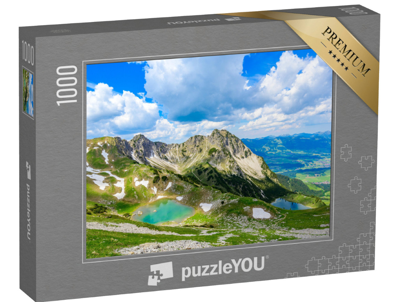Puzzle 1000 pezzi „Il bellissimo Gaisalpsee e il Rubihorn vicino a Oberstdorf, Germania“