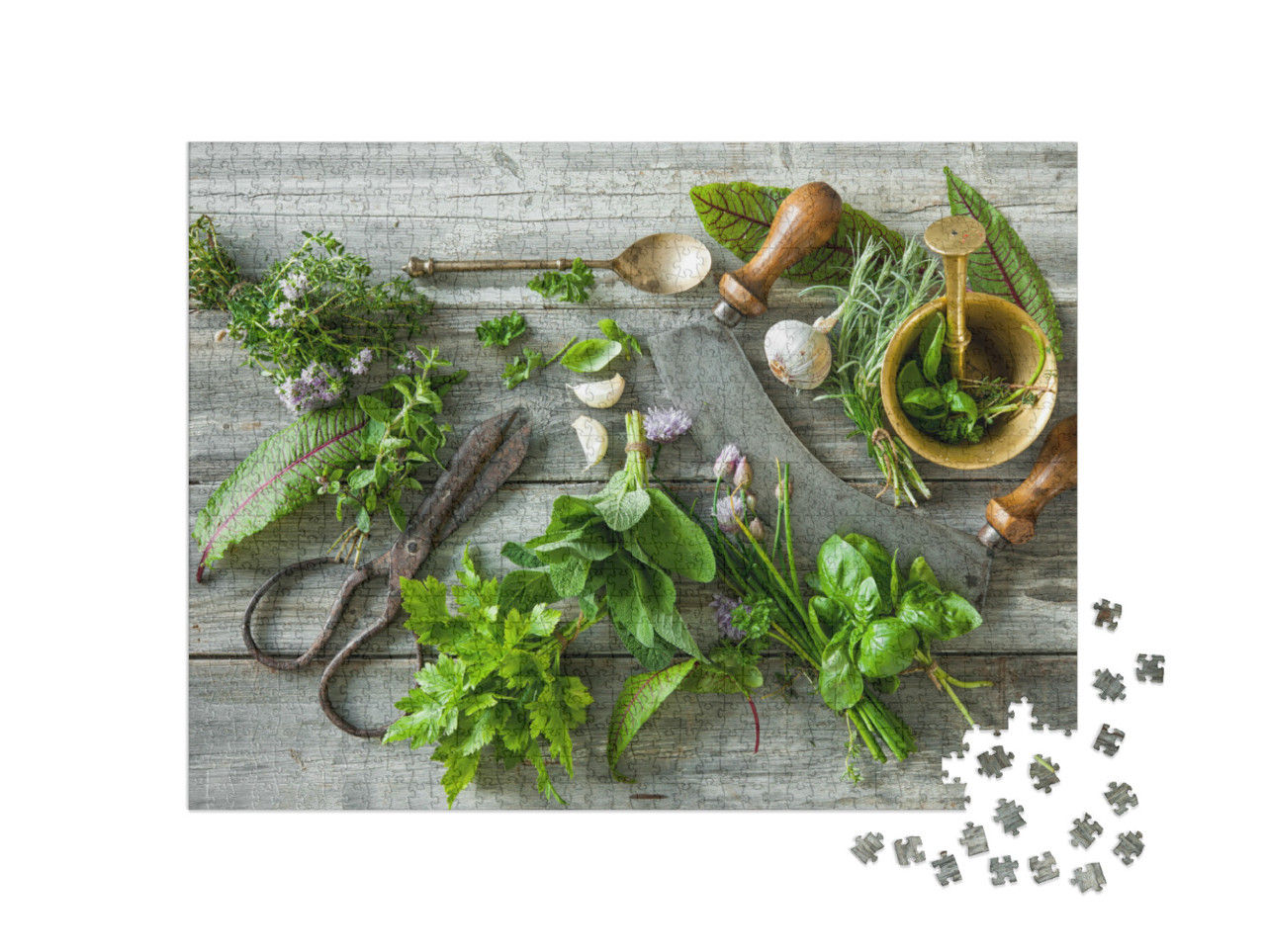 Puzzle 1000 pezzi „Spezie fresche ed erbe da cucina“