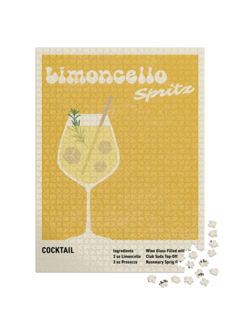 Puzzle 1000 pezzi „Poster per cocktail al limoncello, estetica vintage con ricetta della bevanda“
