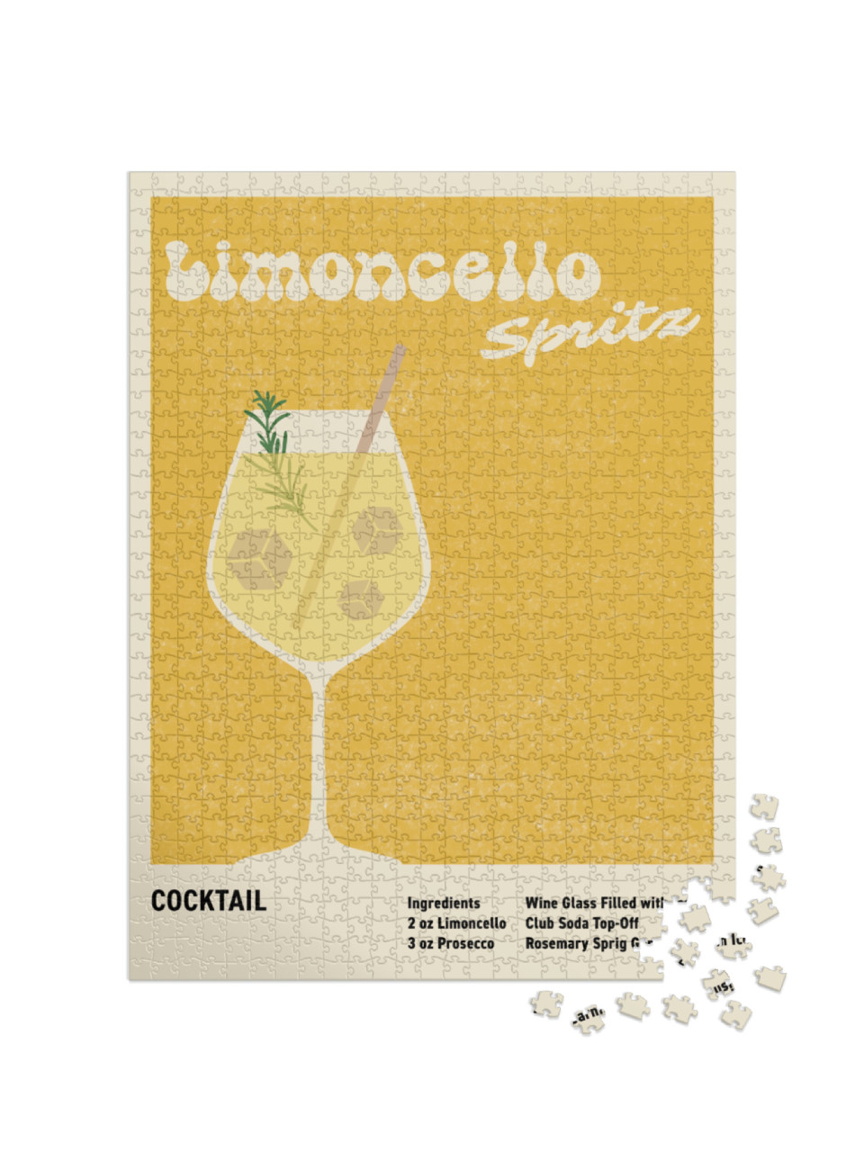 Puzzle 1000 pezzi „Poster per cocktail al limoncello, estetica vintage con ricetta della bevanda“