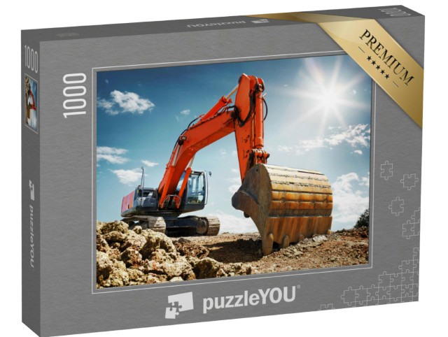 Puzzle 1000 pezzi „Vista frontale di un escavatore cingolato“