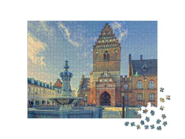 Puzzle 1000 pezzi „nello stile di Paul-Cezanne - Municipio di Roskilde - Puzzle-Collection Artisti & Dipinti“