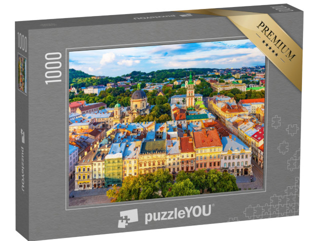 Puzzle 1000 pezzi „Il mercato di Lviv dall'alto, Ucraina“