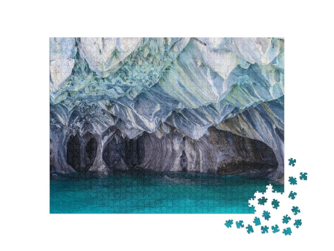 Puzzle 1000 pezzi „Le grotte di marmo del lago General Carrera in Cile“