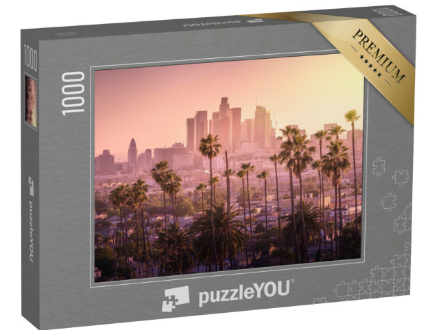 Puzzle 1000 pezzi „Lo skyline di Los Angeles al tramonto, California, USA“