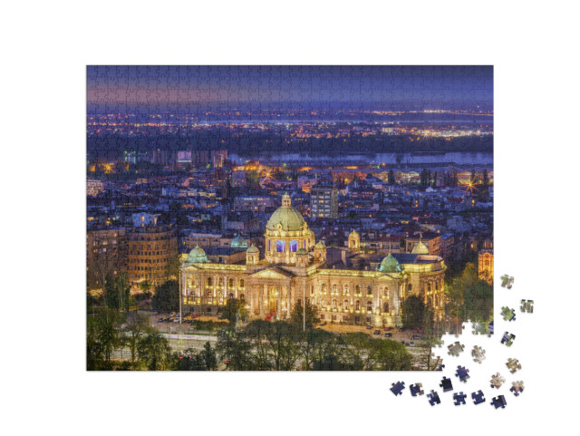 Puzzle 1000 pezzi „Assemblea nazionale della Repubblica di Serbia di notte“