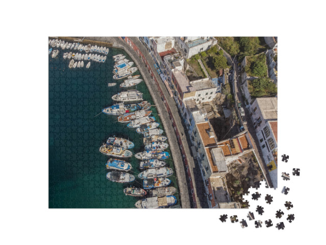 Puzzle 1000 pezzi „Veduta aerea del porto dell'isola di Ponza, Lazio, Italia“