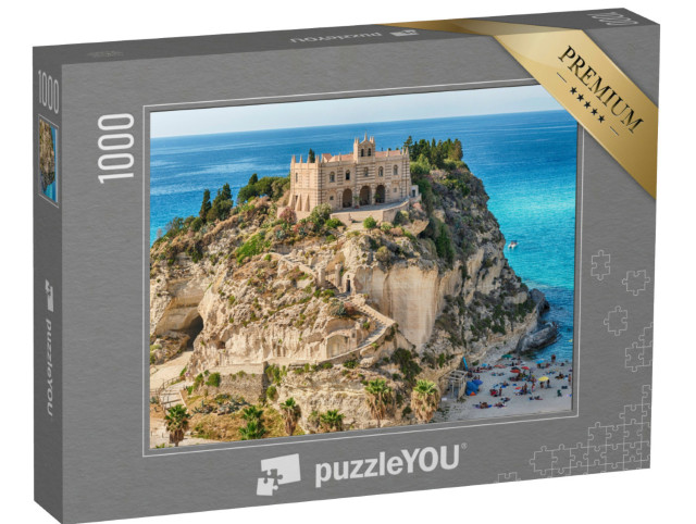 Puzzle 1000 pezzi „Chiesa di Santa Maria dell'Isola a Tropea, una parte del Mar Tirreno, Calabria, Italia“