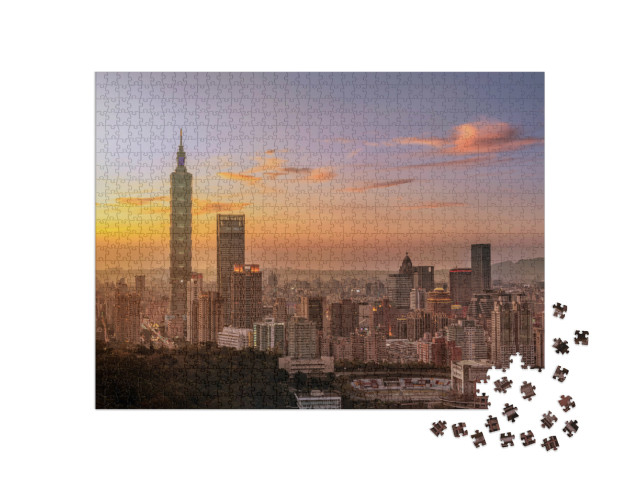 Puzzle 1000 pezzi „Un bellissimo tramonto a Taipei“