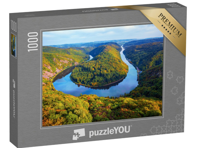 Puzzle 1000 pezzi „Vista dal Cloef al Loop del Saar a Mettlach, Saarland“