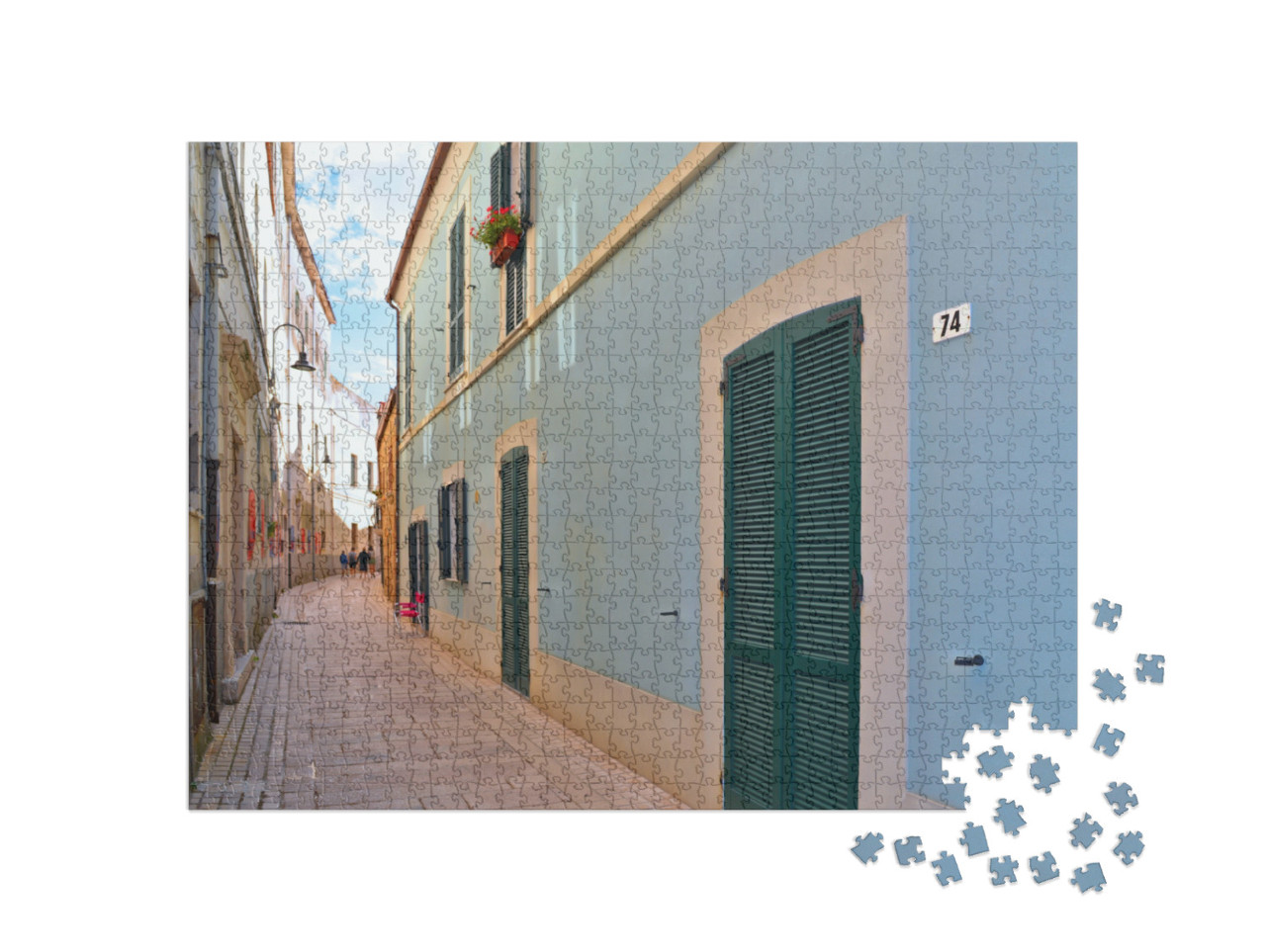 Puzzle 1000 pezzi „Vista dal centro storico al borgo antico di Termoli con le sue colorate case dei pescatori“