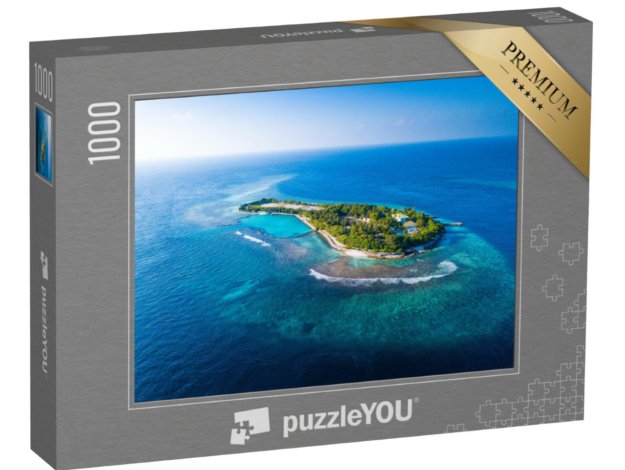 Puzzle 1000 pezzi „Vista aerea di un'isola tropicale nell'Oceano Indiano, Maldive“